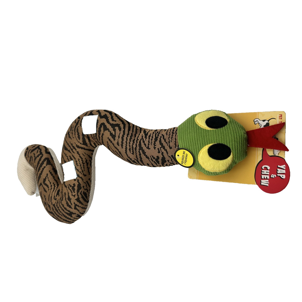 Yap & Chew Snake Dog Toy Plush 23in x 8in Squeaker Large Character New